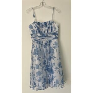 Alexia Designs Womens Blue White Chiffon Short Dress Size 8 (strap or strapless)